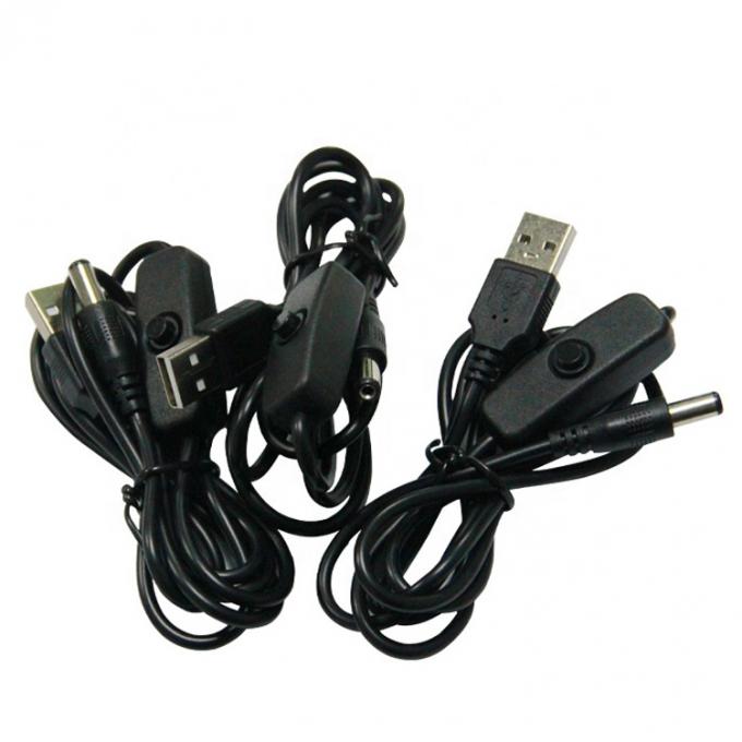 High Quality Power ON OFF Switch USB to DC 5.5x2.1mm Charger Cable for Led Strip Lamp Light Fan 3