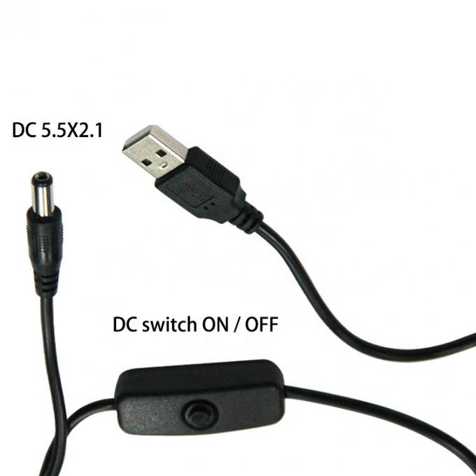 High Quality Power ON OFF Switch USB to DC 5.5x2.1mm Charger Cable for Led Strip Lamp Light Fan 1