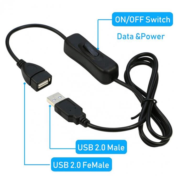 Power ON OFF Data Charging Male to Female USB Switch Cable for Led Lamp Computer 1