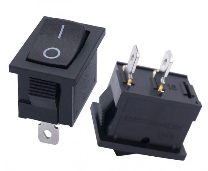 AC 6A/250V 10A/125V Black 2 Pin Position Snap in ON OFF Electrical Boat Rocker Switch 1