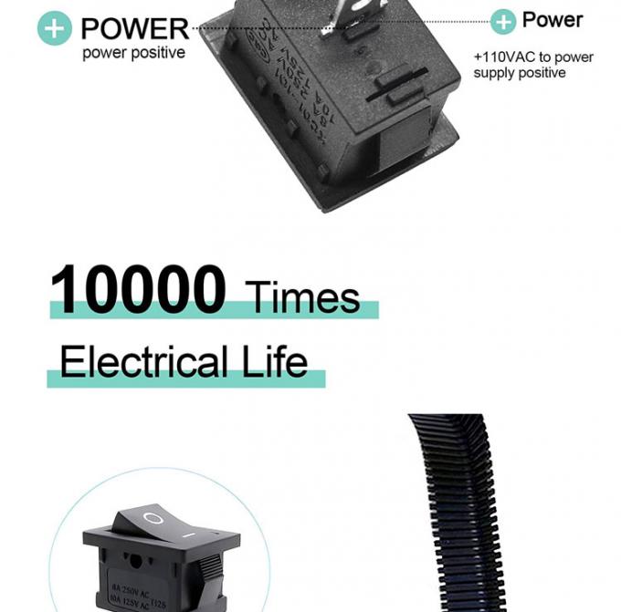 AC 6A/250V 10A/125V Black 2 Pin Position Snap in ON OFF Electrical Boat Rocker Switch 5