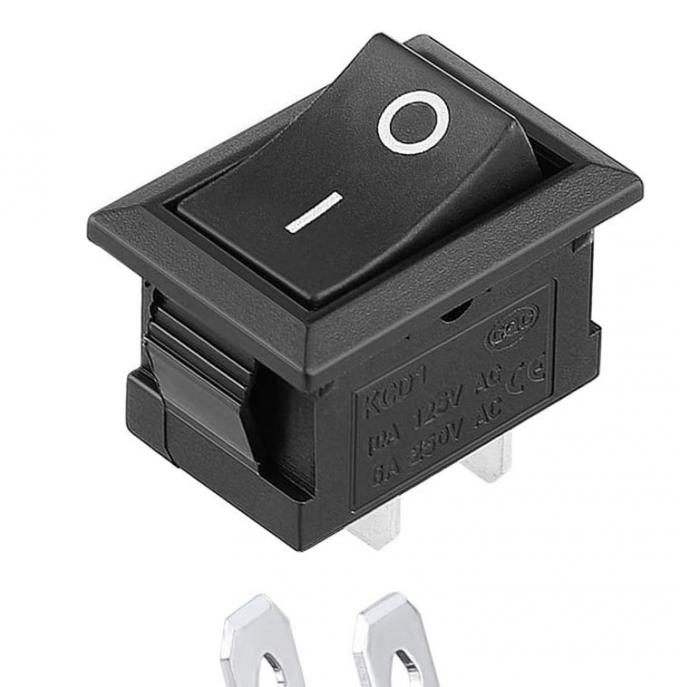 AC 6A/250V 10A/125V Black 2 Pin Position Snap in ON OFF Electrical Boat Rocker Switch 2