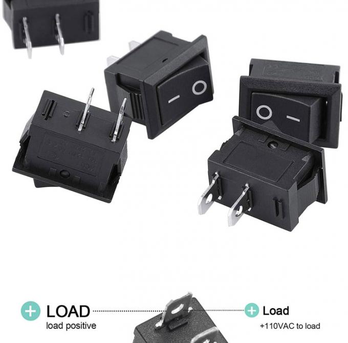 AC 6A/250V 10A/125V Black 2 Pin Position Snap in ON OFF Electrical Boat Rocker Switch 4