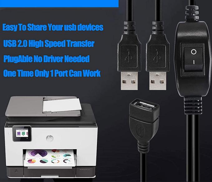 1 Female to 2 Dual Male USB Y Splitter Printer Sharing Switch Cable for Printer Scanner Speaker Keyboard Mouse 8