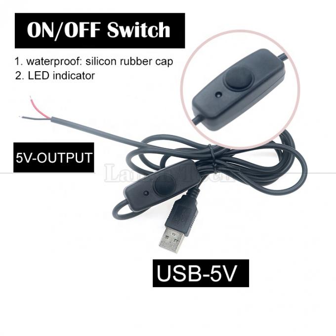 Waterproof Silicone Rubber Cover on off Push Button Switch 5V USB to Open Bare 2pin Wires End Cable for LED Light Lamp 0
