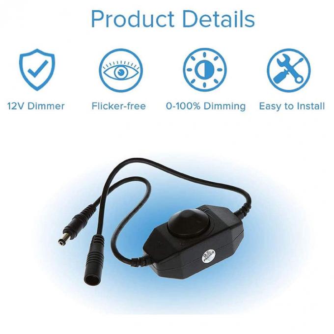 CE Certificate 12V 24V Male to Female DC Power ON OFF Switch Controller LED Dimmer for Lamp 6