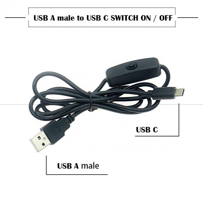 5V USB A Male to Type C USB Switch Power ON OFF Cable for Raspberry Pi LED Strip 0