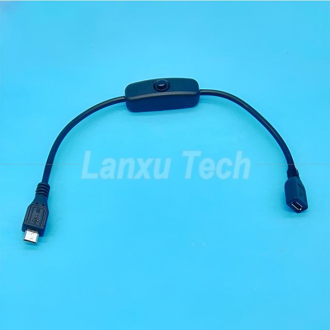 USB Micro B Male to Female Extension on off Push Button 501 Switch Cable 2