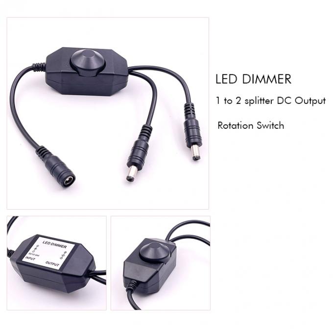 12v 1 Female to Splitter 2 Male DC Power on off Rotation Switch Controller LED Dimmer for Lamp 1