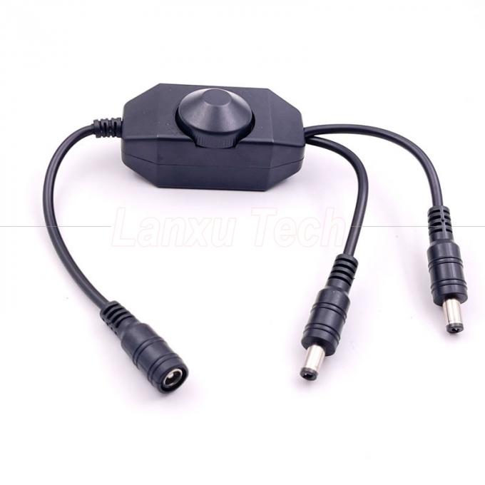 12v 1 Female to Splitter 2 Male DC Power on off Rotation Switch Controller LED Dimmer for Lamp 2