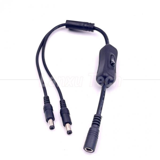 12v Splitter 1 Female to 2 Male DC Plug 5.5x2.1mm on off Switch Cord Cable for LED Lamp Light 1