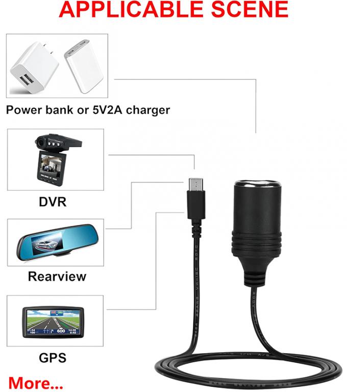 PD Charging 12v Output USB Type C Male to Cigarette Lighter Female Socket Plug Power Adapter Cable for Car 4