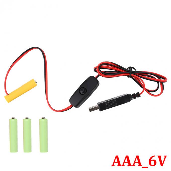1.5v 3v 4.5v 6v LR6 AA LR03 AAA Battery Eliminator Replace USB Switch ON OFF Power Charger Cable for LED Light Electronic Toys 2