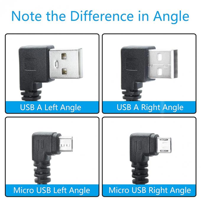 Angle USB to L Shape Left Right Angle 90 Degree Micro V8 Extension Data Charger Cable 2