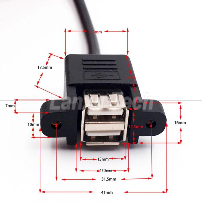 Dual USB Type A 2 Ports Panel Mount USB to Dupont 9 Pin Header Connector Wire Cable 2