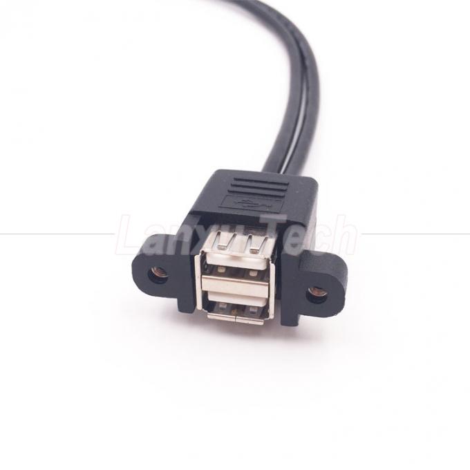Dual USB Type A 2 Ports Panel Mount USB to Dupont 9 Pin Header Connector Wire Cable 3