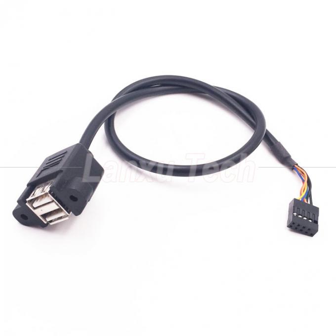 Dual USB Type A 2 Ports Panel Mount USB to Dupont 9 Pin Header Connector Wire Cable 4