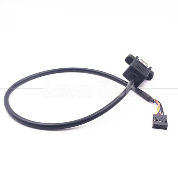 Dual USB Type A 2 Ports Panel Mount USB to Dupont 9 Pin Header Connector Wire Cable 7