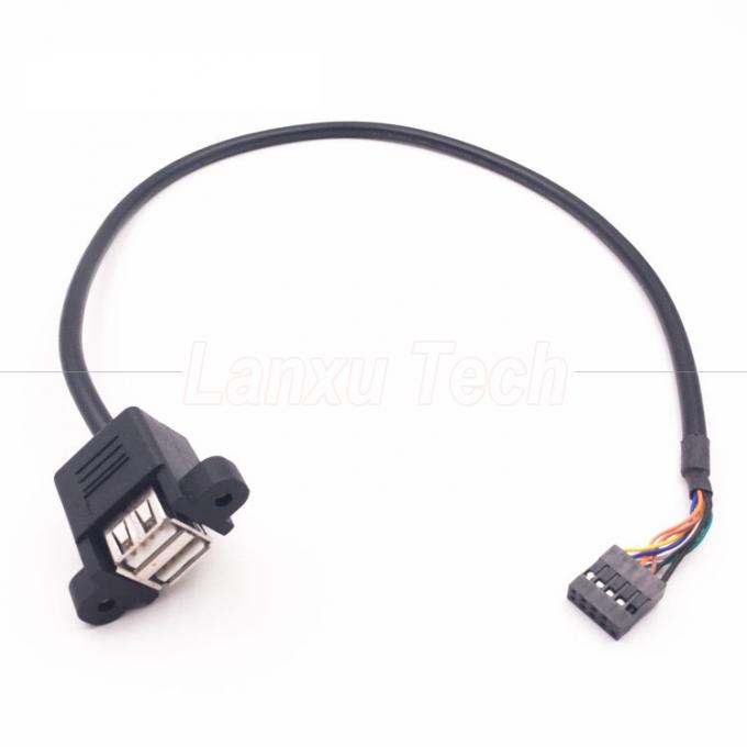 Dual USB Type A 2 Ports Panel Mount USB to Dupont 9 Pin Header Connector Wire Cable 5