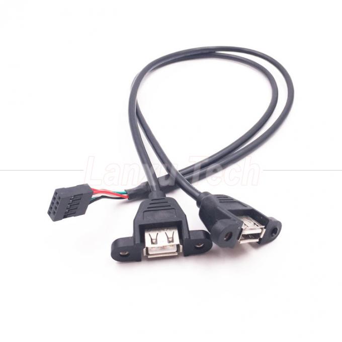 Dual USB Type A 2 Ports Panel Mount USB to Dupont Connector Wire Cable 1