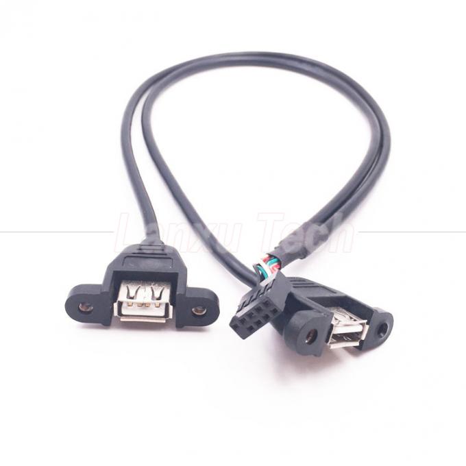 Dual USB Type A 2 Ports Panel Mount USB to Dupont Connector Wire Cable 3