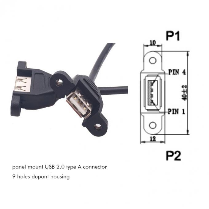 Dual USB Type A 2 Ports Panel Mount USB to Dupont Connector Wire Cable 2