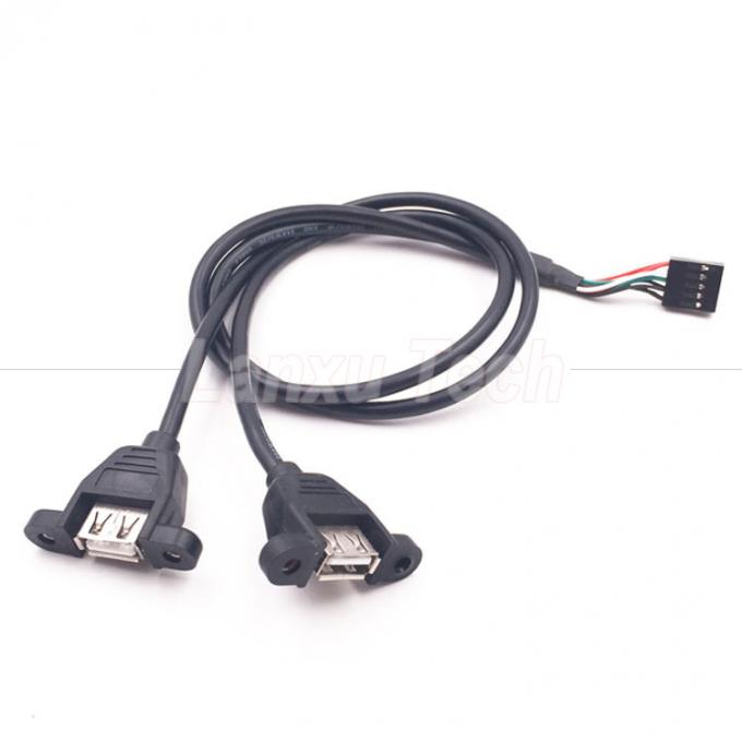 Dual USB Type A 2 Ports Panel Mount USB to Dupont Connector Wire Cable 5