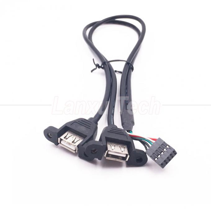 Dual USB Type A 2 Ports Panel Mount USB to Dupont Connector Wire Cable 4