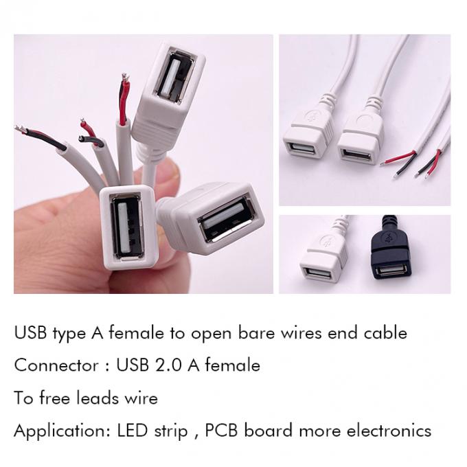 5V White USB Female to Open Bare Wires Pigtail End Cable for LED Strip 2