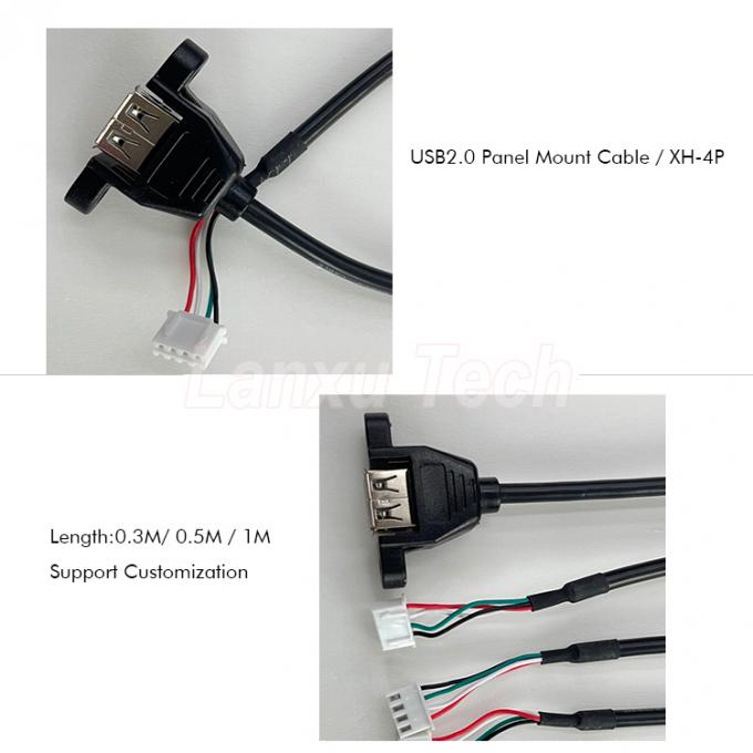 USB 2.0 Panel Mount Type A to JST XH PH VH 4 Pin Cable 3