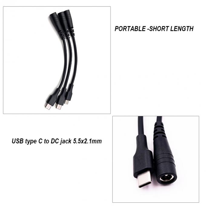 5V USB Type C to DC 5.5x2.1mm Charger Extension Cable for LED Desk Lamp Fan 1