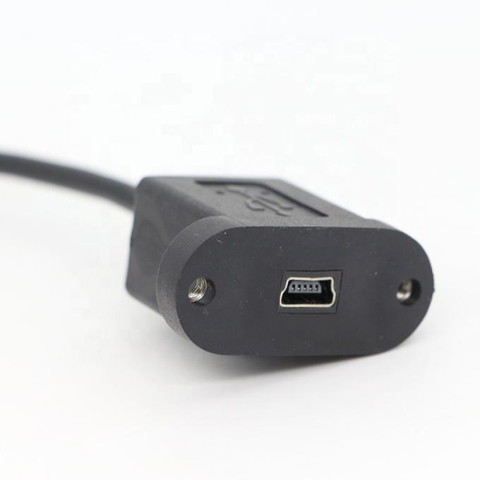 Screw Locking 90 Degree Right Angle Male to Female Mini USB Panel Mount Extension Cable 4
