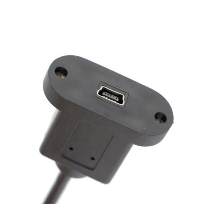 Screw Locking 90 Degree Right Angle Male to Female Mini USB Panel Mount Extension Cable 3