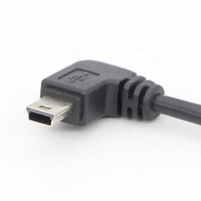 Screw Locking 90 Degree Right Angle Male to Female Mini USB Panel Mount Extension Cable 5