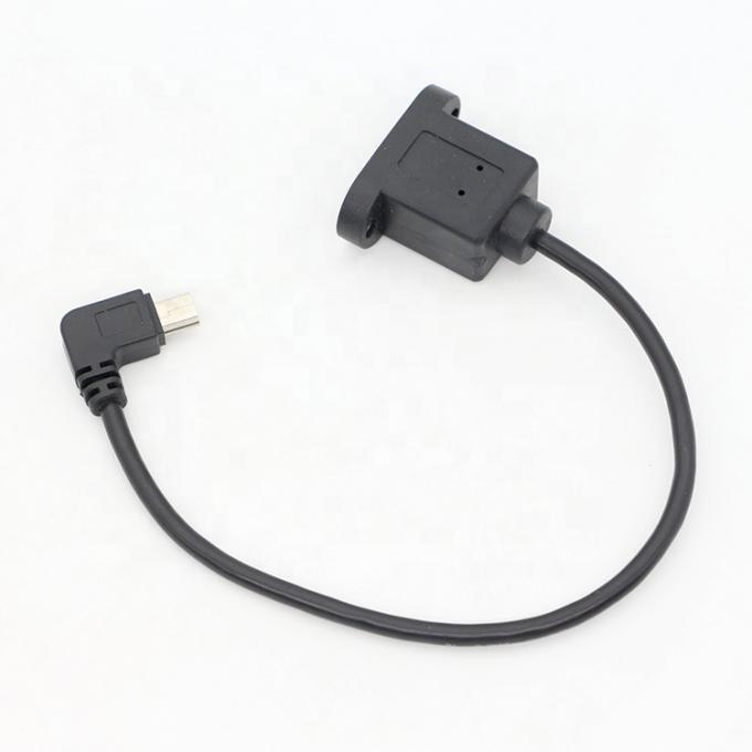 Screw Locking 90 Degree Right Angle Male to Female Mini USB Panel Mount Extension Cable 7