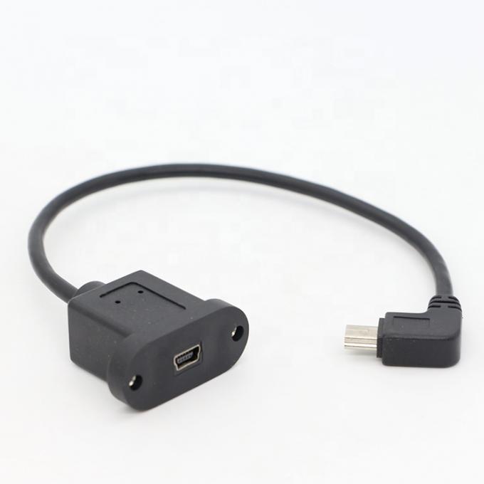 Screw Locking 90 Degree Right Angle Male to Female Mini USB Panel Mount Extension Cable 6