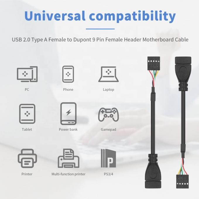 USB Type A Female to 9 Pin Dupont Female Header Motherboard Adapter Cable 4