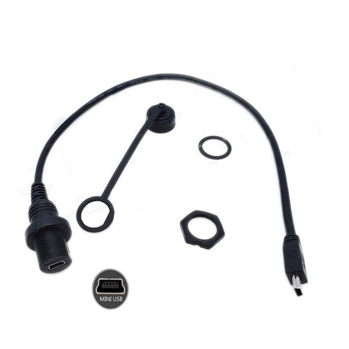 Mini USB Male to Micro USB Female Waterproof Extension Cable With Flush Mount Panel For Car Truck Boat Motorcycle Computer 1