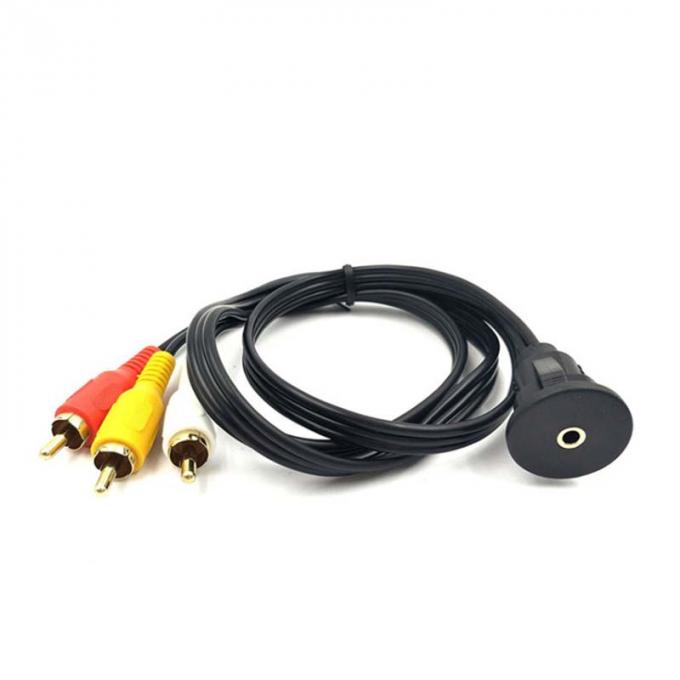 Custom DC 3.5 To 3RCA Waterproof Extension Cable With Flush Mount Panel For Car Truck Boat Motorcycle Computer 0