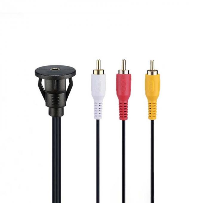 Custom DC 3.5 To 3RCA Waterproof Extension Cable With Flush Mount Panel For Car Truck Boat Motorcycle Computer 2