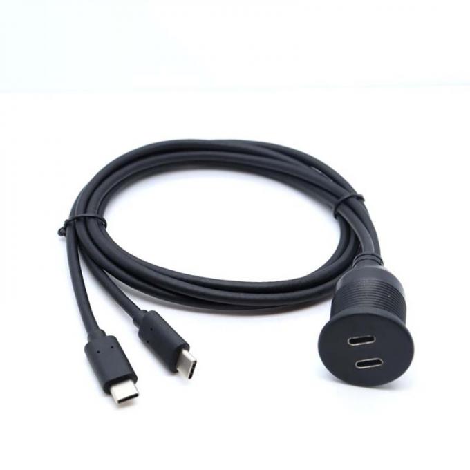 Customize Dual Type C Male to Female Waterproof Extension Cable With Flush Mount Panel For Car Truck Boat Motorcycle Computer 0