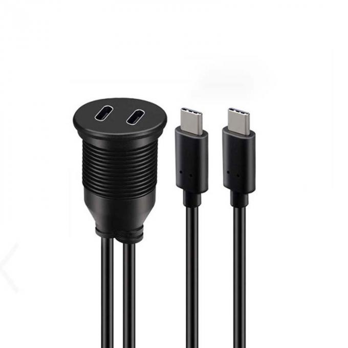 Customize Dual Type C Male to Female Waterproof Extension Cable With Flush Mount Panel For Car Truck Boat Motorcycle Computer 2