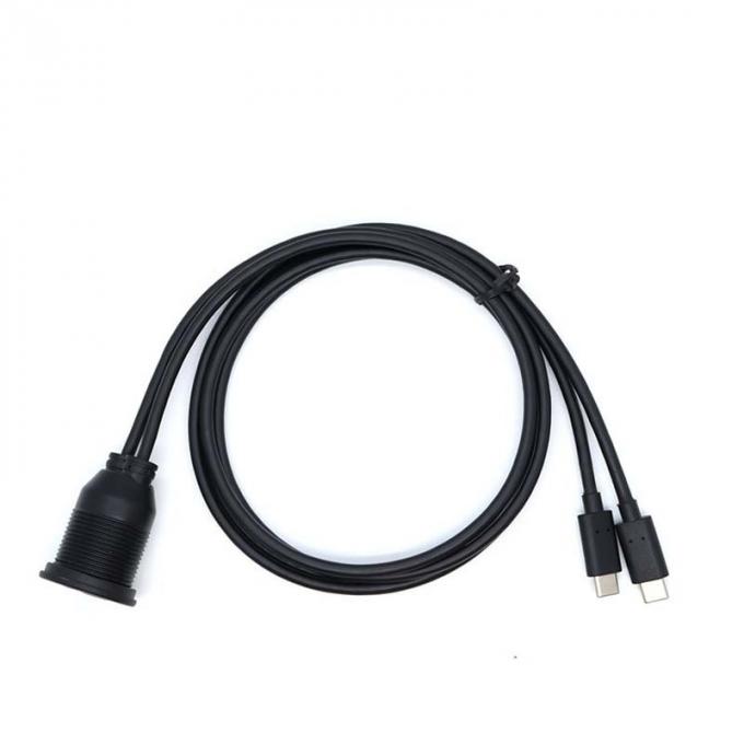 Customize Dual Type C Male to Female Waterproof Extension Cable With Flush Mount Panel For Car Truck Boat Motorcycle Computer 3
