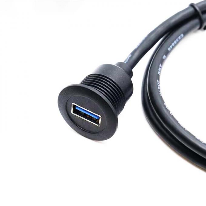 Short Head USB 3.0 Male To Female Waterproof Extension Cable With Flush Mount Panel For Car Truck Boat Motorcycle Computer 0