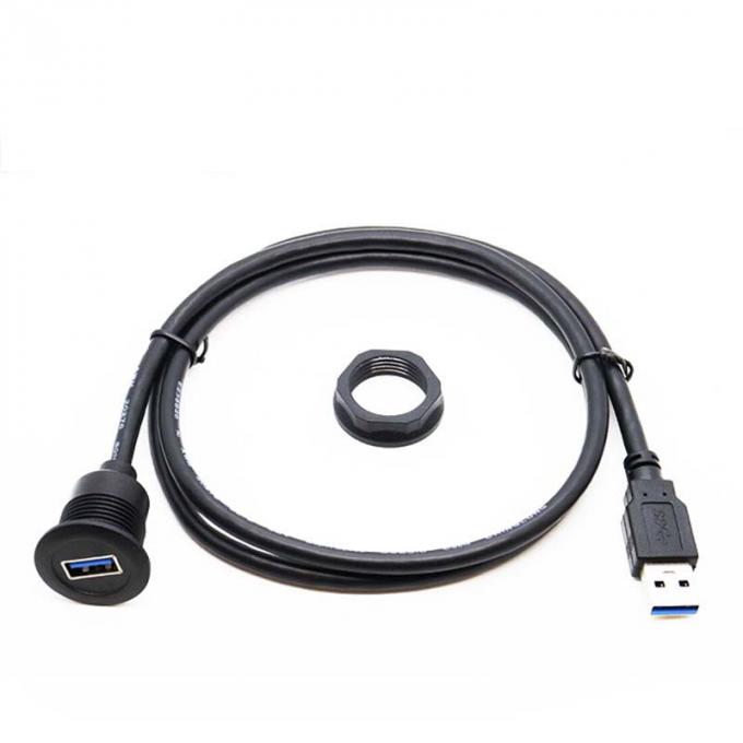 Short Head USB 3.0 Male To Female Waterproof Extension Cable With Flush Mount Panel For Car Truck Boat Motorcycle Computer 1