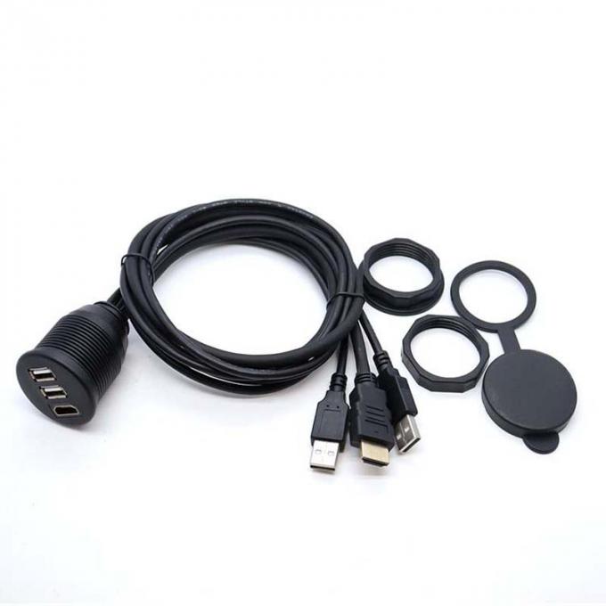 3 Ports USB 2.0 Male To USB 2.0 Female Waterproof Extension Cable With Flush Mount Panel For Car Truck Boat Motorcycle Computer 3