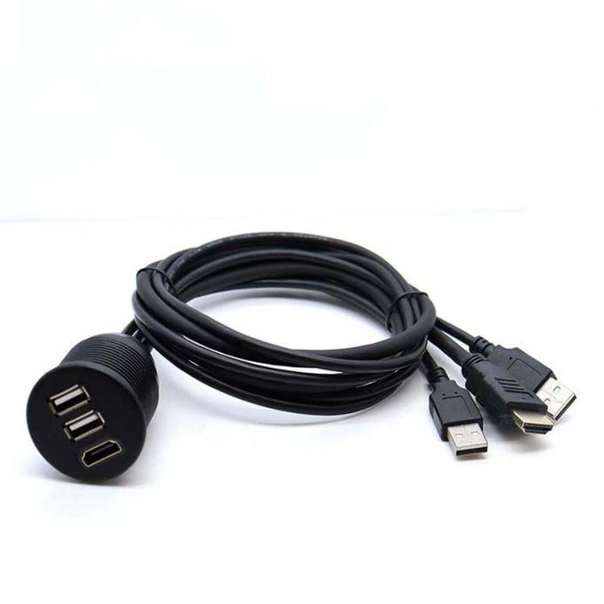 3 Ports USB 2.0 Male To USB 2.0 Female Waterproof Extension Cable With Flush Mount Panel For Car Truck Boat Motorcycle Computer 2
