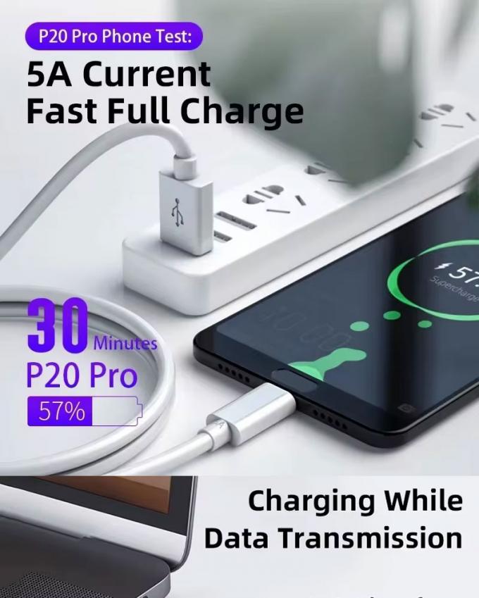 High Quality 1M 2M 5A Fast Charging USB to Type C Data Charger Cable for Huawei Android Phone 2
