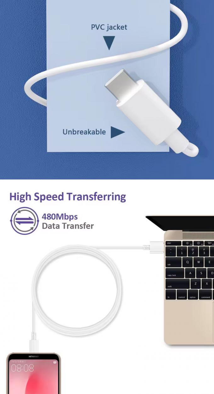 High Quality 1M 2M 5A Fast Charging USB to Type C Data Charger Cable for Huawei Android Phone 6