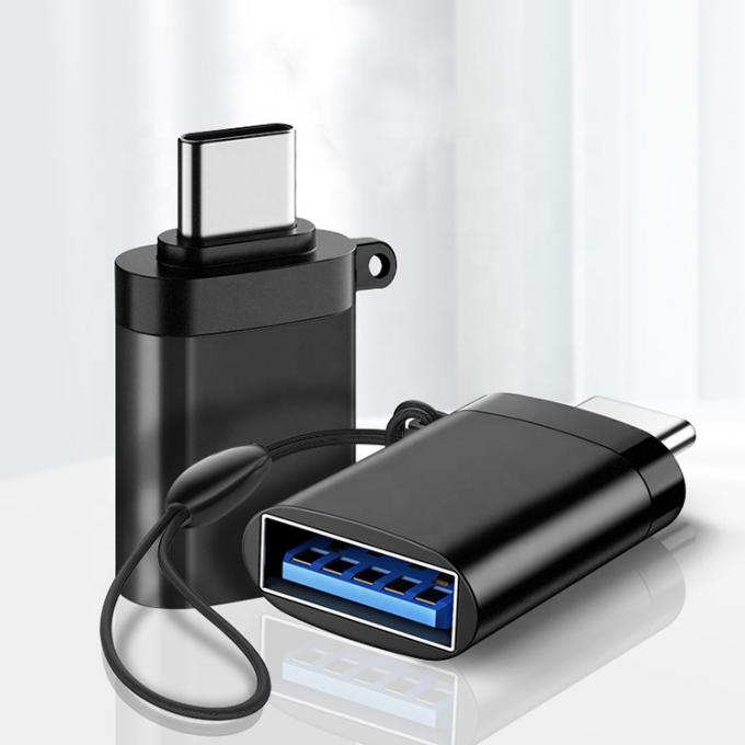 Portable Mini Lanyard Metal Shell OTG Type C 3.1 Male to USB 3.0 Female Adapter 0